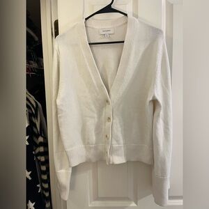 Banana Republic Factory White Button-Front V-Neck Bell Sleeve Cardigan